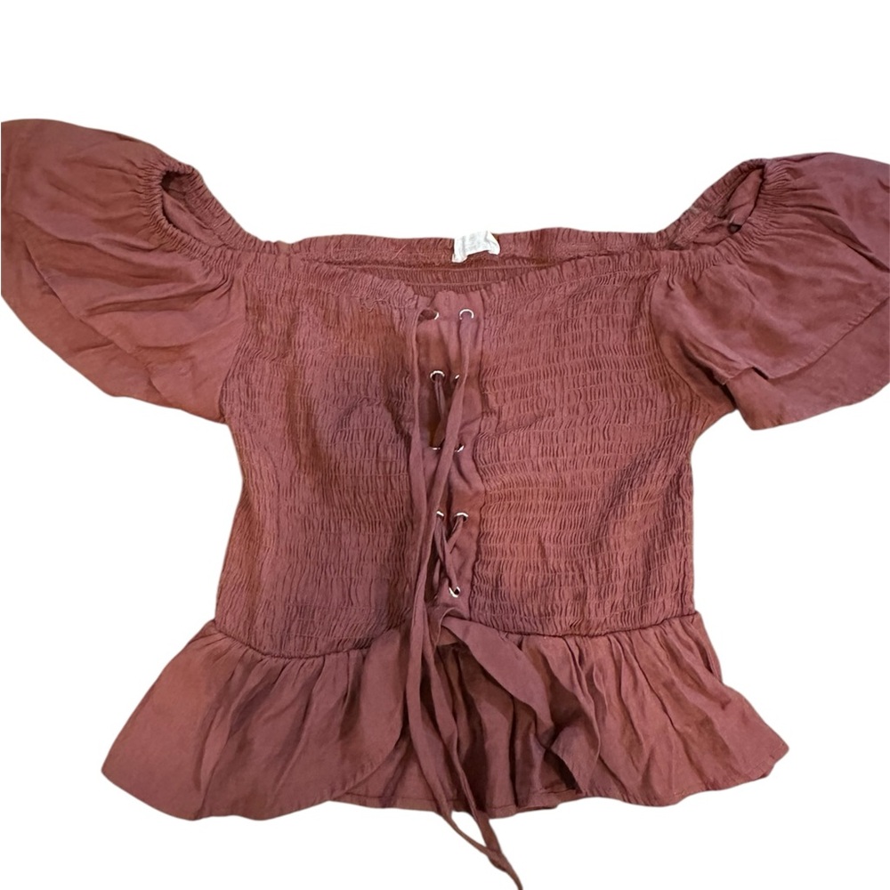 Women's Off-Shoulder Lace-Up Top